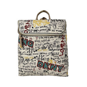 DKNY TILLY‎ Graffiti Fold Over Multicolor Urban NYC Backpack Tote Purse FLAWED
